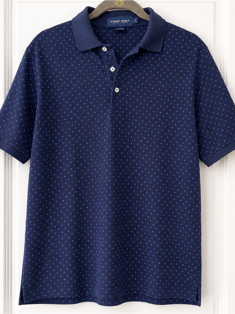 Polo Golf Ralph Lauren Men’s L Navy Micro Dot Cotton Polo Shirt